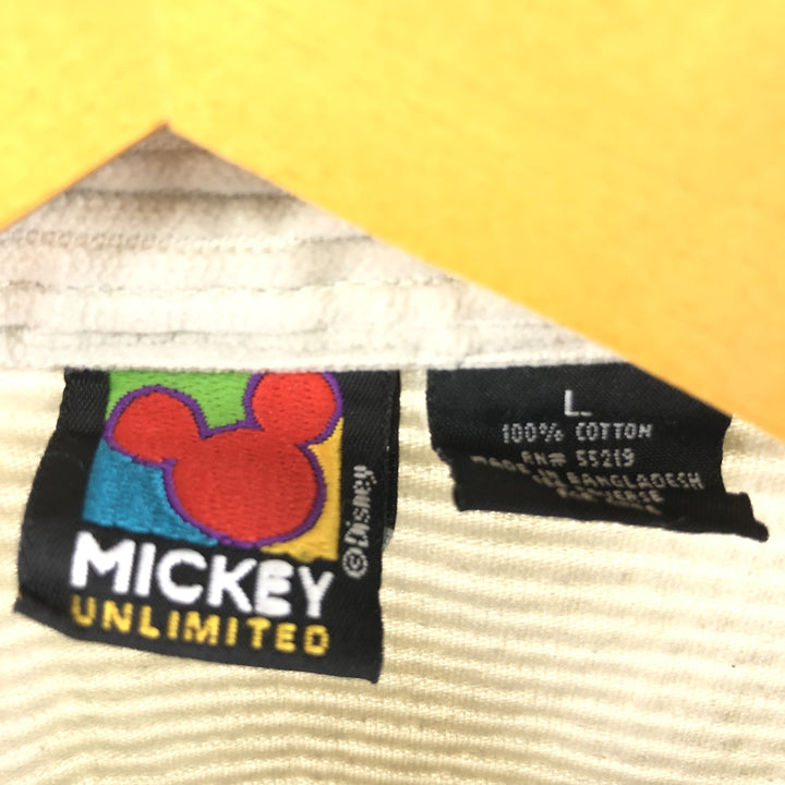 90'S MICKEY UNLIMITED MICKEY MOUSE Mickey Mouse Long Sleeve Corduroy Shirt Women's L Vintage /eaa370177