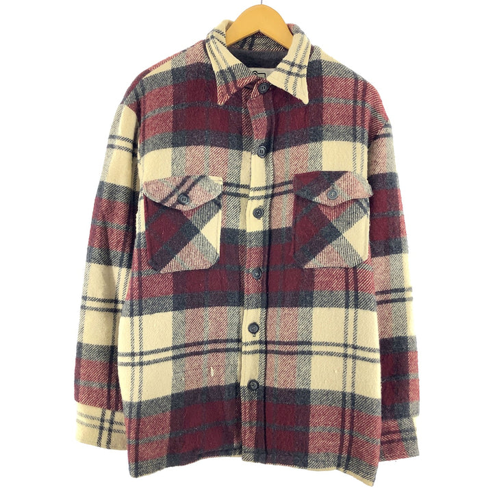 70'S WOOLRICH Check Pattern Wool Box Shirt Men's L Vintage / eaa370658