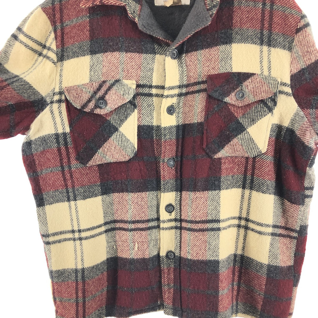 70'S WOOLRICH Check Pattern Wool Box Shirt Men's L Vintage / eaa370658