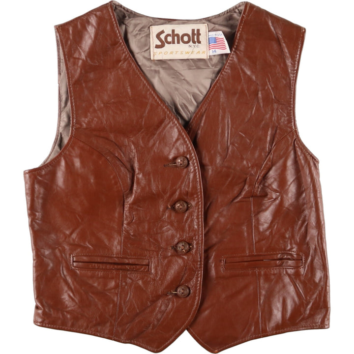 70'S SCHOTT Leather Vest Made in USA Women's M Vintage /eaa370932