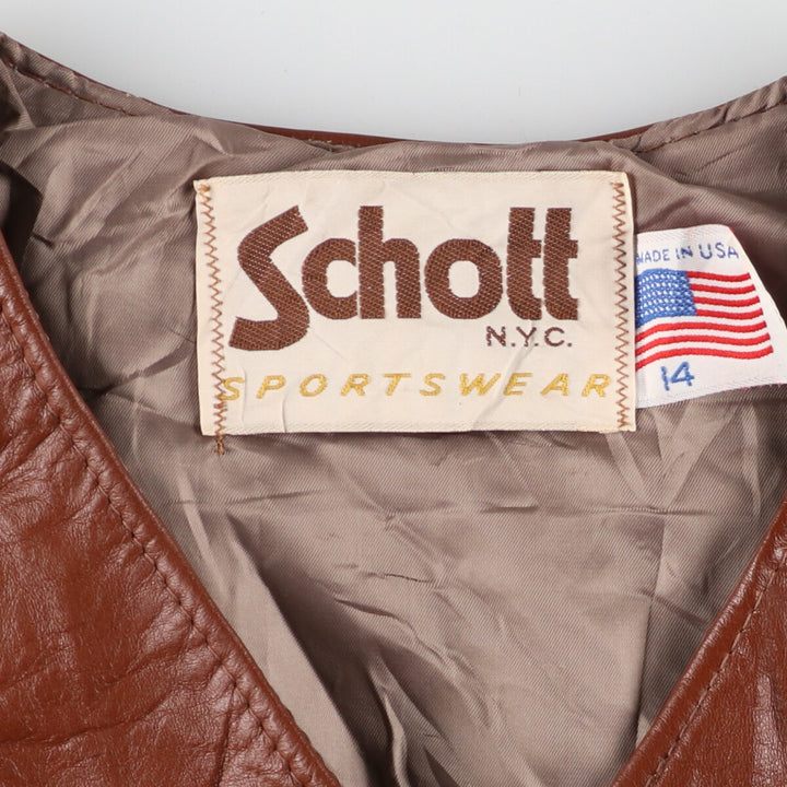 70'S SCHOTT Leather Vest Made in USA Women's M Vintage /eaa370932