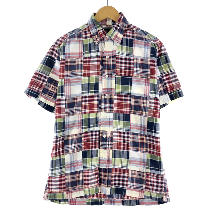 Brooks Brothers Patchwork Short Sleeve Button-Down Check Shirt Men's M /eaa371420