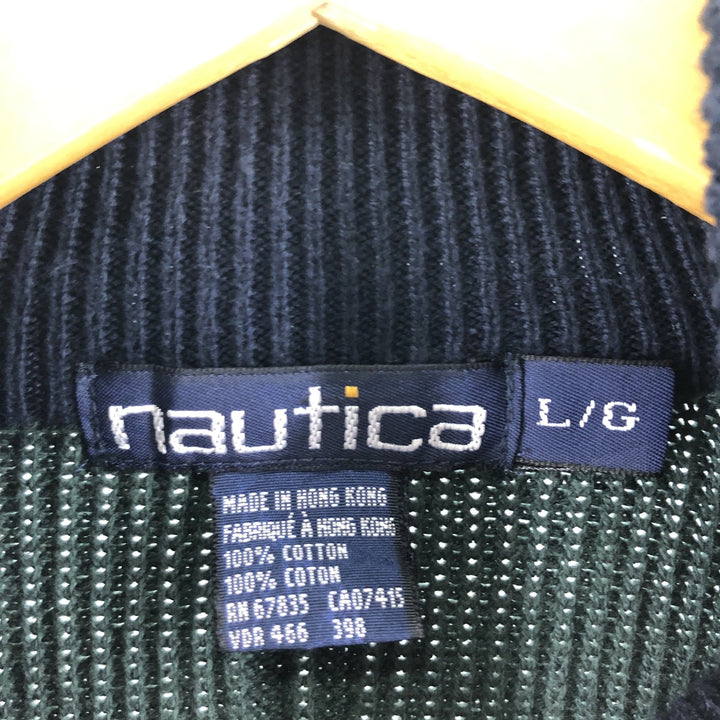 NAUTICA All-over pattern cable knit cotton knit half-zip sweater, men's L /eaa371543