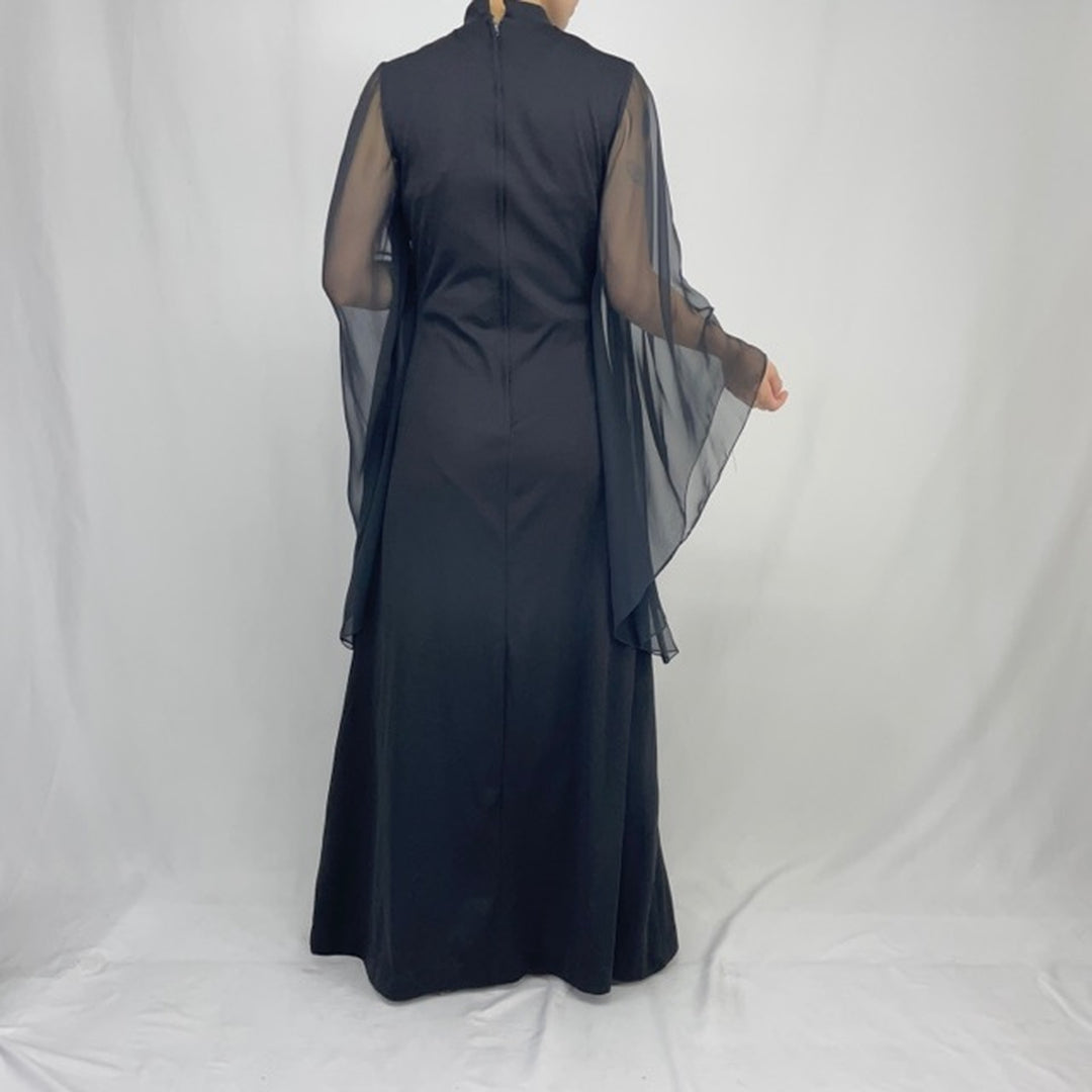 70'S UNKNOWN High Neck Maxi Length A-line Dress Women's M Vintage /eaa371800