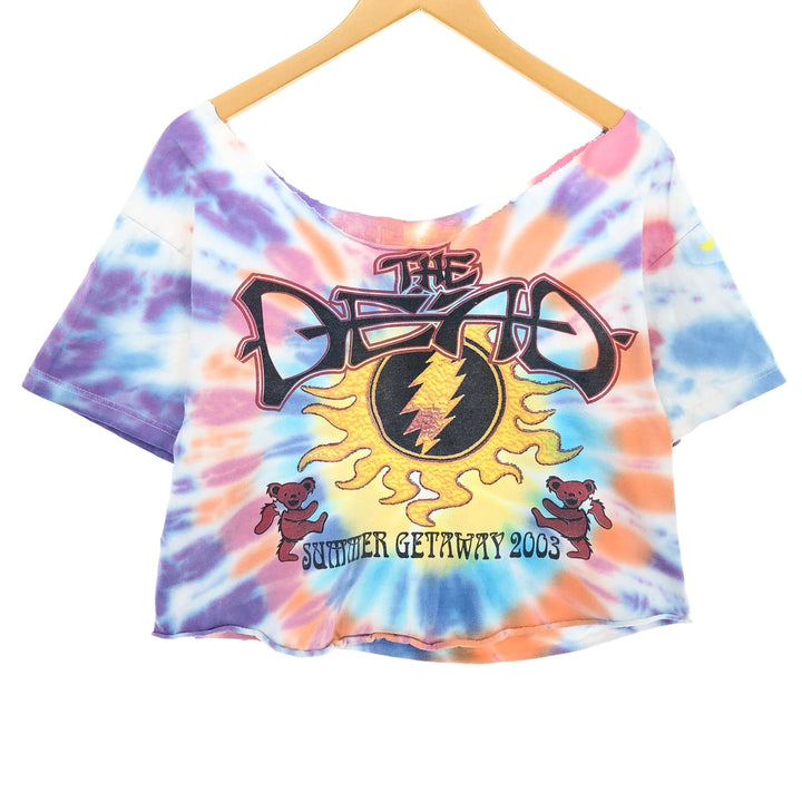 00'S GRATEFUL DEAD Grateful Dead Dead Bear Tie-dye Pattern Cut-off Band T-shirt Women's L size /eaa371877