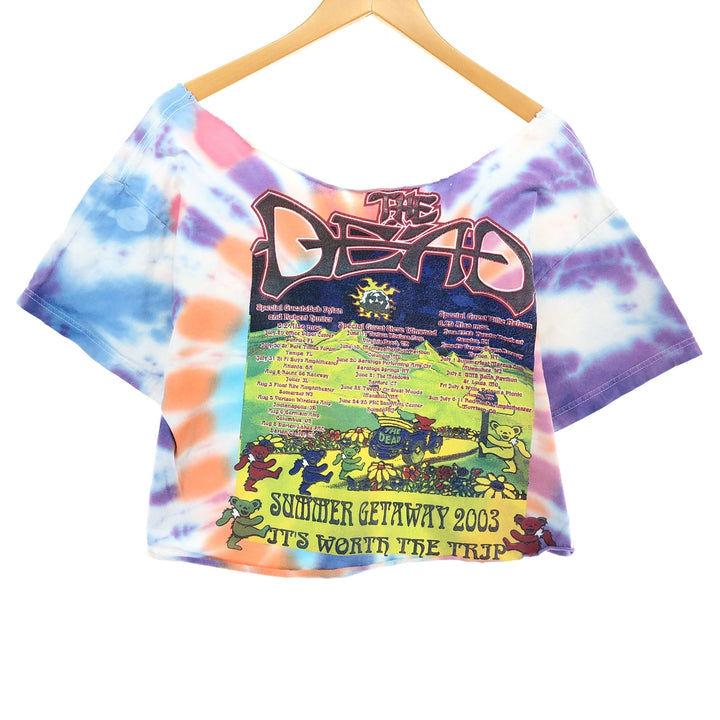 00'S GRATEFUL DEAD Grateful Dead Dead Bear Tie-dye Pattern Cut-off Band T-shirt Women's L size /eaa371877