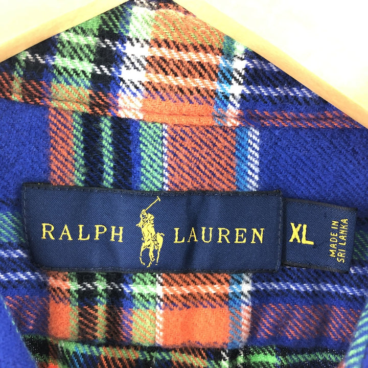 Ralph Lauren Classic Fit Check Pattern Long Sleeve Button Down Flannel Shirt Men's XL /eaa371921