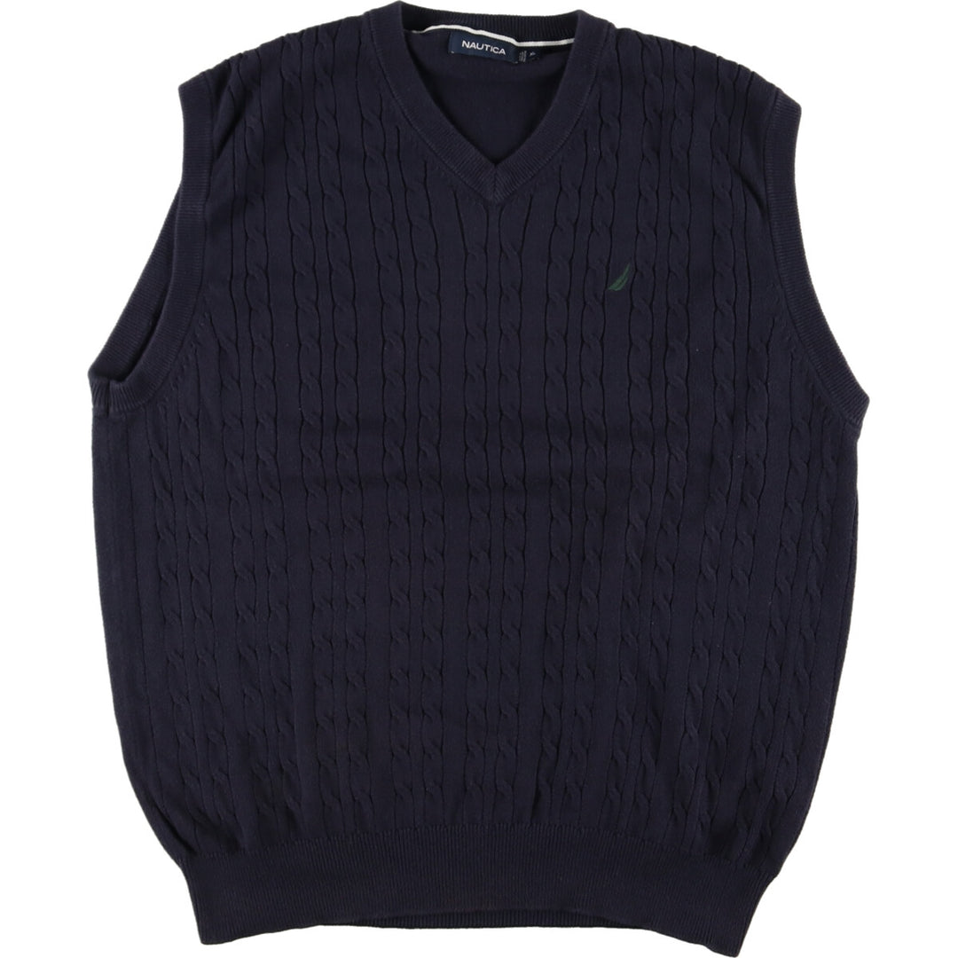 NAUTICA V-neck cotton knit vest, men's XL /eaa371933