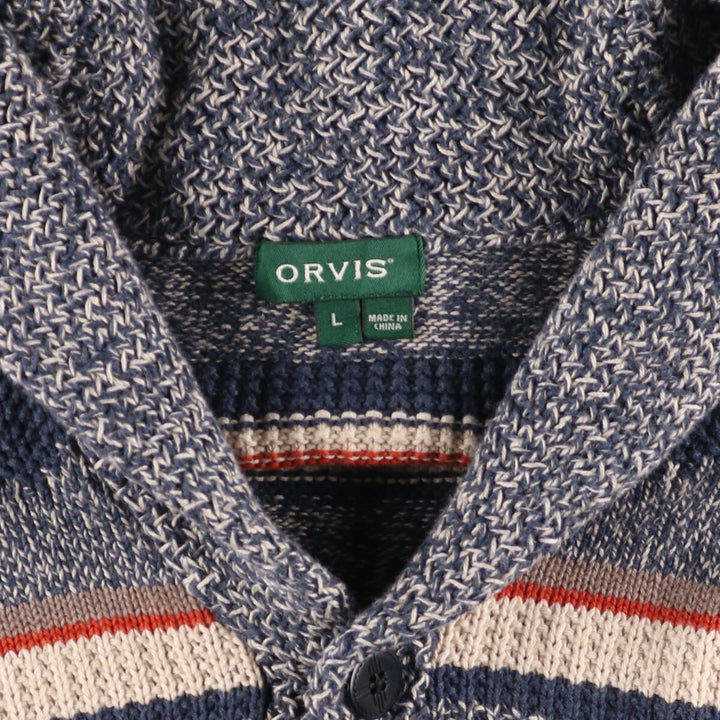 ORVIS all-over print shawl collar cotton knit cardigan, men's XL /eaa371999