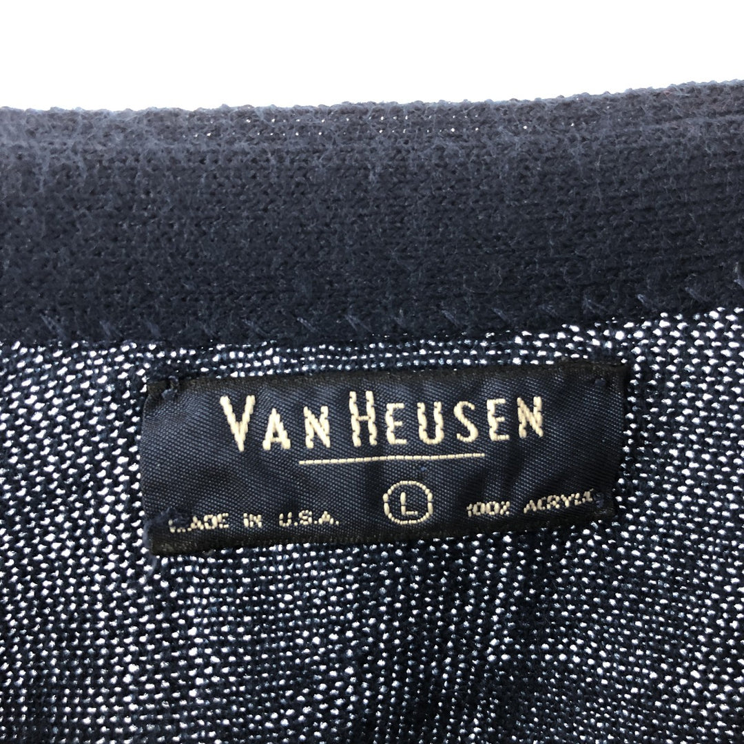 VAN HEUSEN Acrylic Knit Cardigan Made in USA Men's L /eaa372432