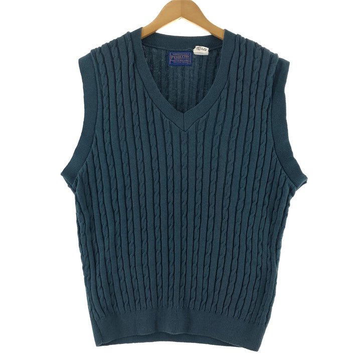 PENDLETON Cable Knit V-Neck Cotton Knit Vest Men's L /eaa372443