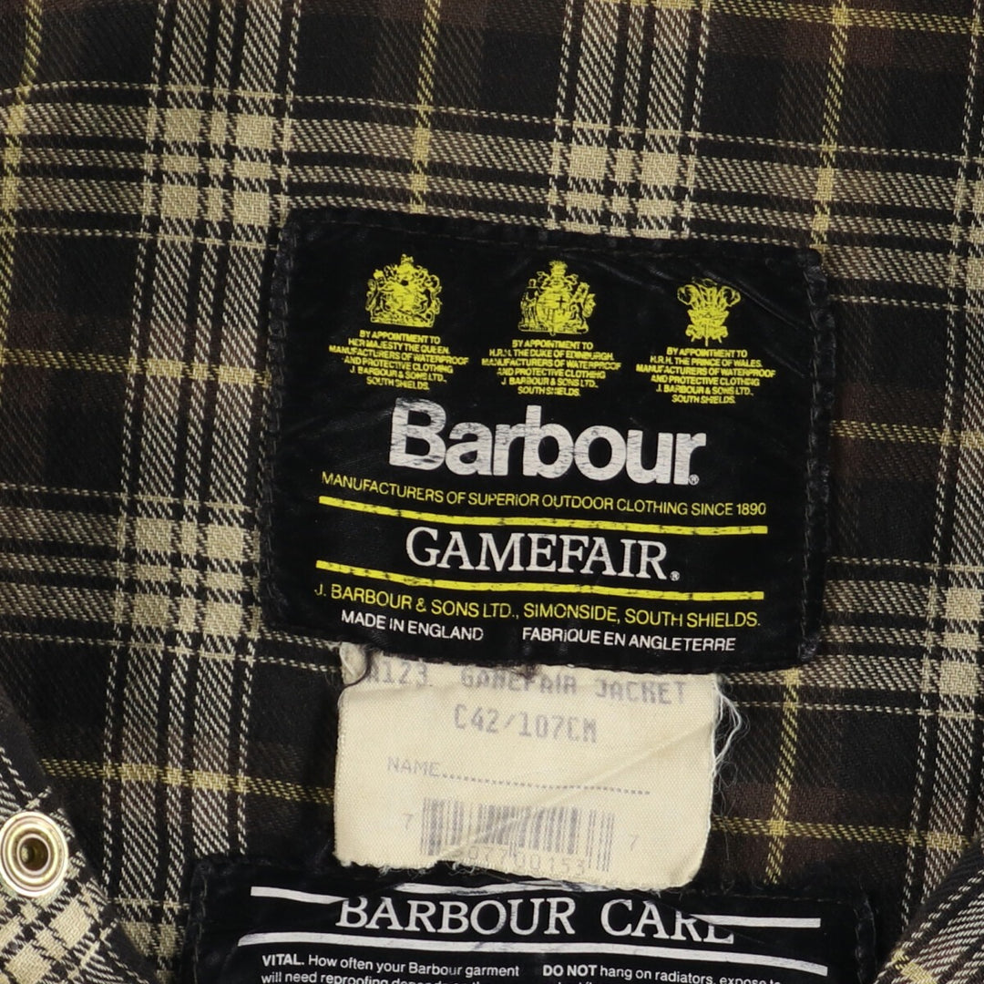 90'S Barbour Game Fair Old 3 Warrant Waxed Cotton Oiled Jacket Made in England C42 Men's L Vintage /eaa372648