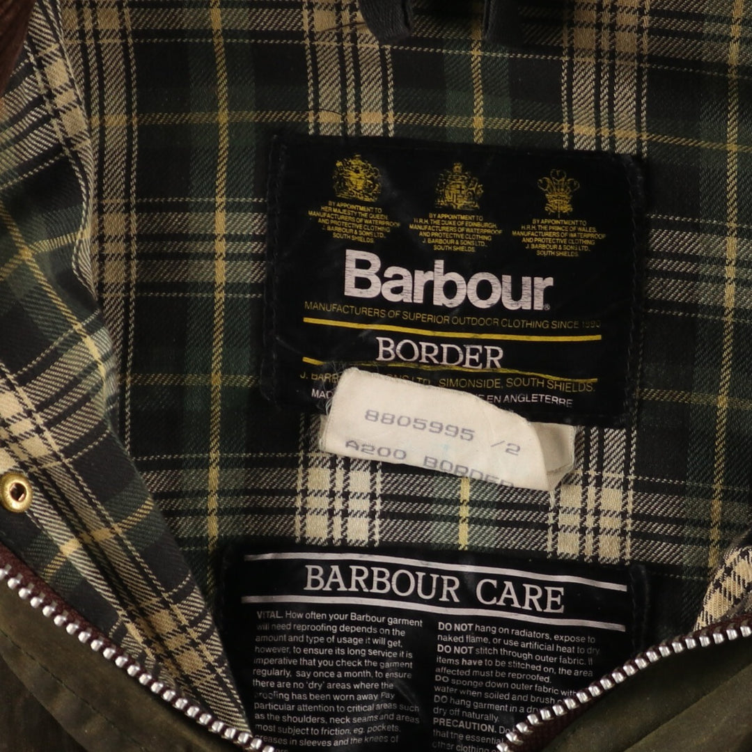 80'S Barbour BORDER Old 3 Warrant Waxed Cotton Oiled Jacket Made in England C40 Men's M /eaa372657