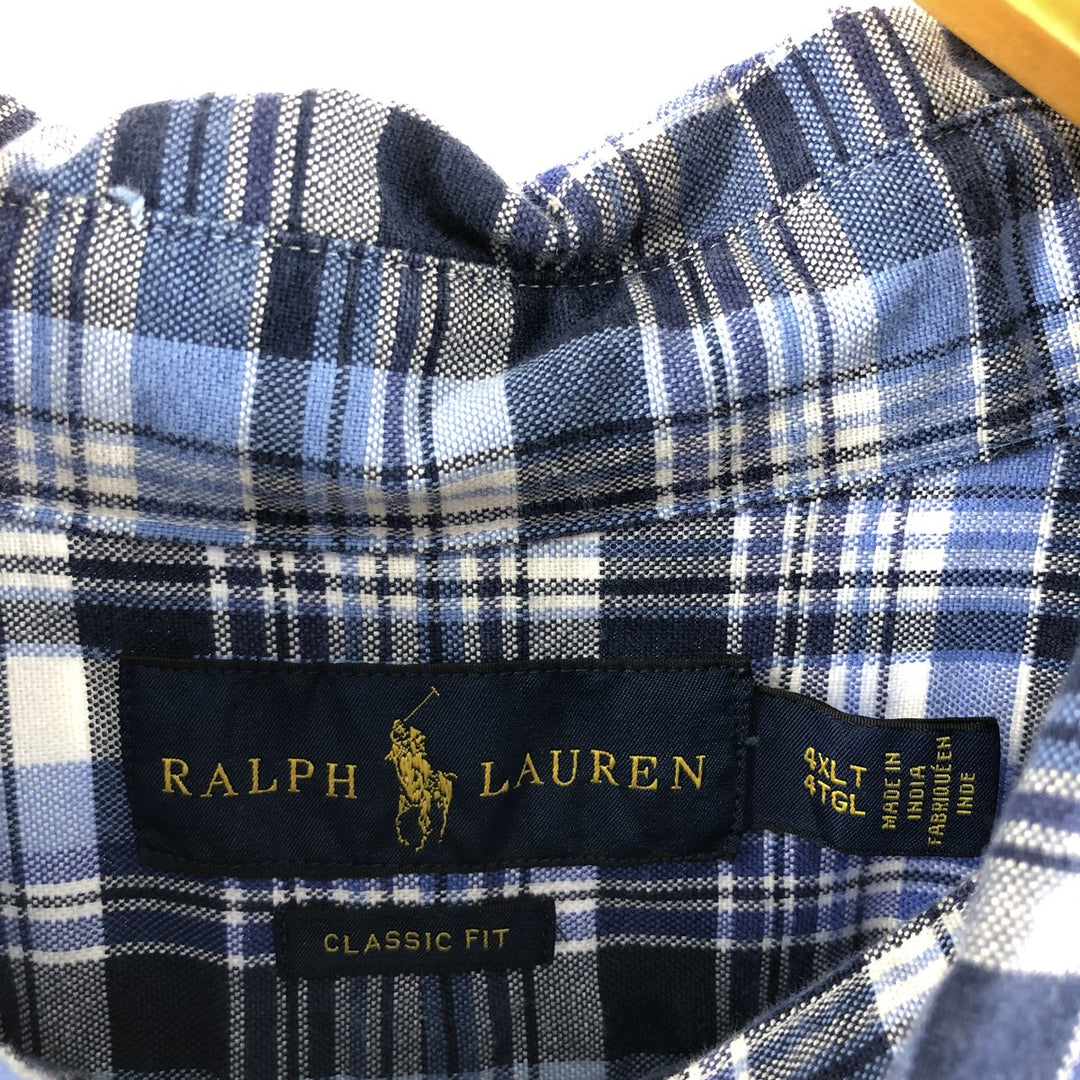 Big size Ralph Lauren Classic Fit long sleeve button down check shirt for men, size 4L / eaa373127