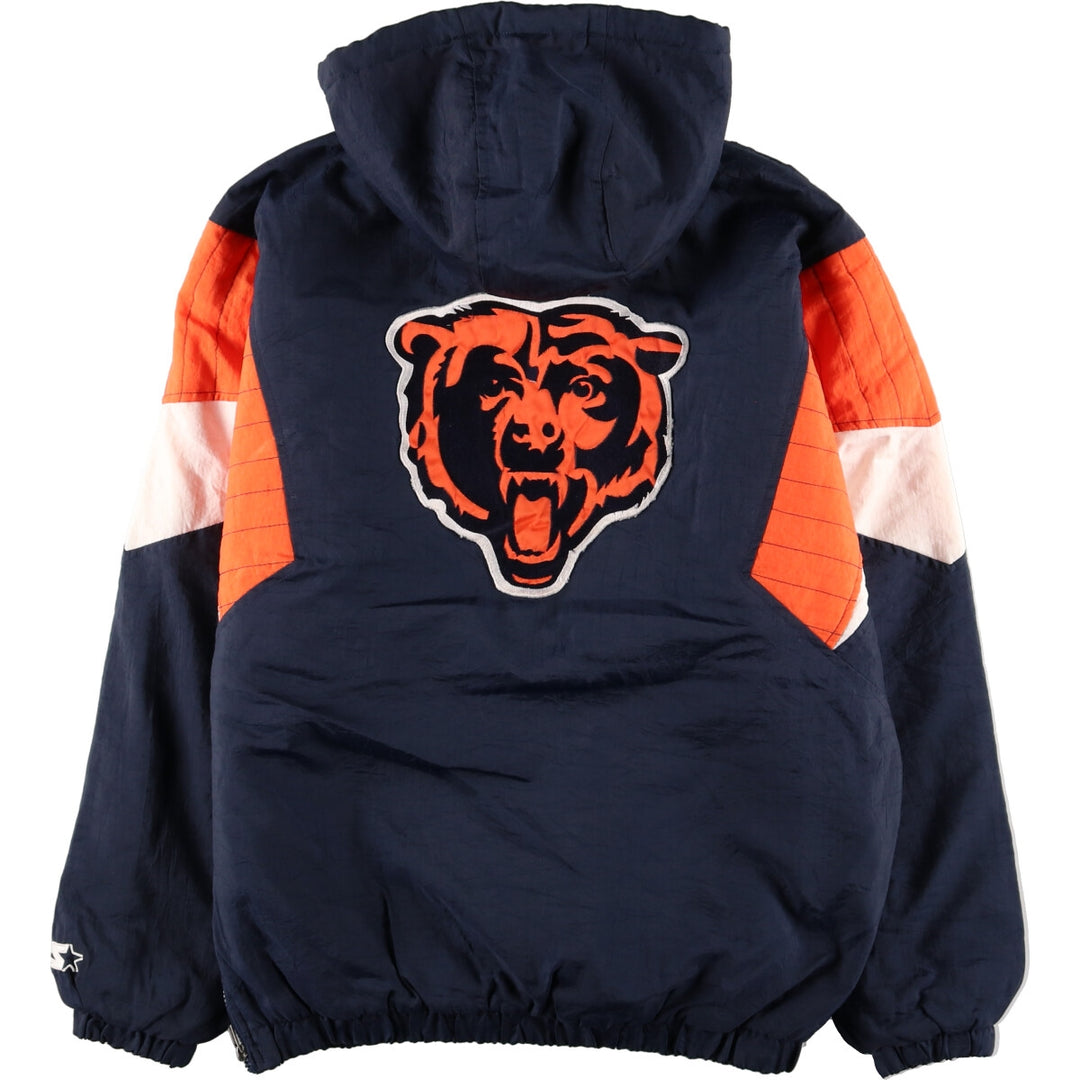 Starter NFL CHICAGO BEARS Chicago Bears Back Embroidery Half Zip Padded Hoodie Men's L /eaa373342