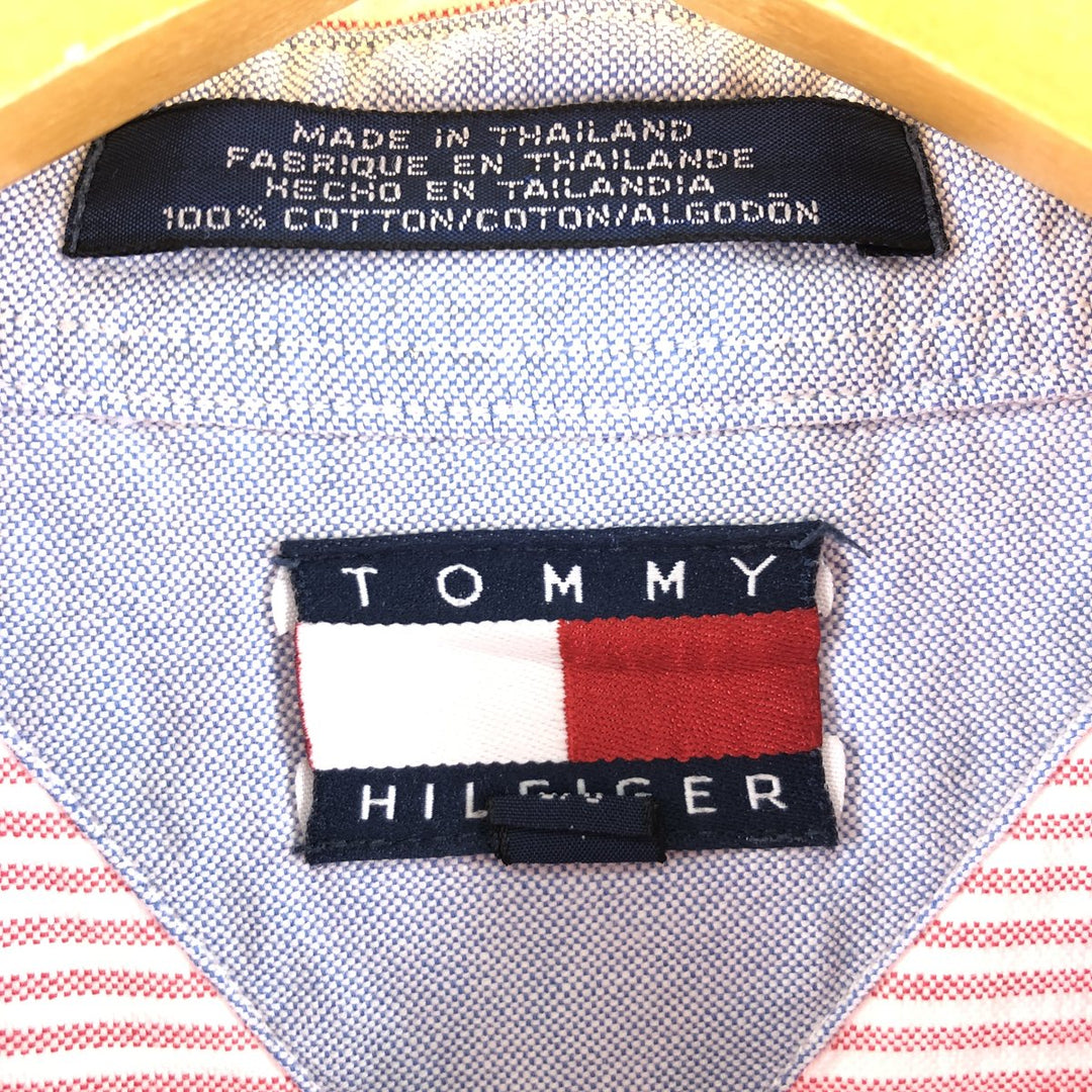 90'S Tommy Hilfiger Stripe Pattern Oxford Long Sleeve Button-Down Striped Shirt Men's XL Vintage /eaa373607