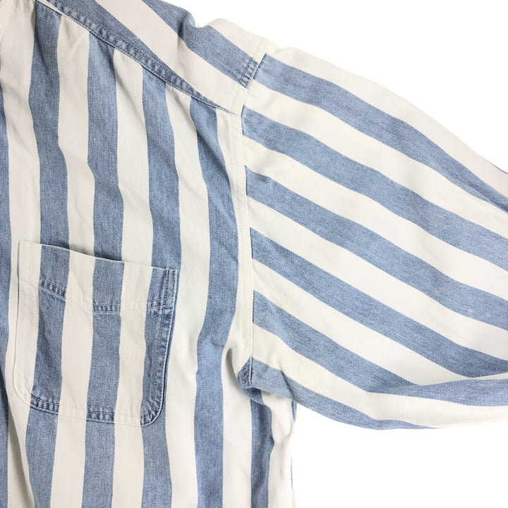 90'S GAP Striped Long Sleeve Button Down Denim Shirt Men's XXL Vintage /eaa373717