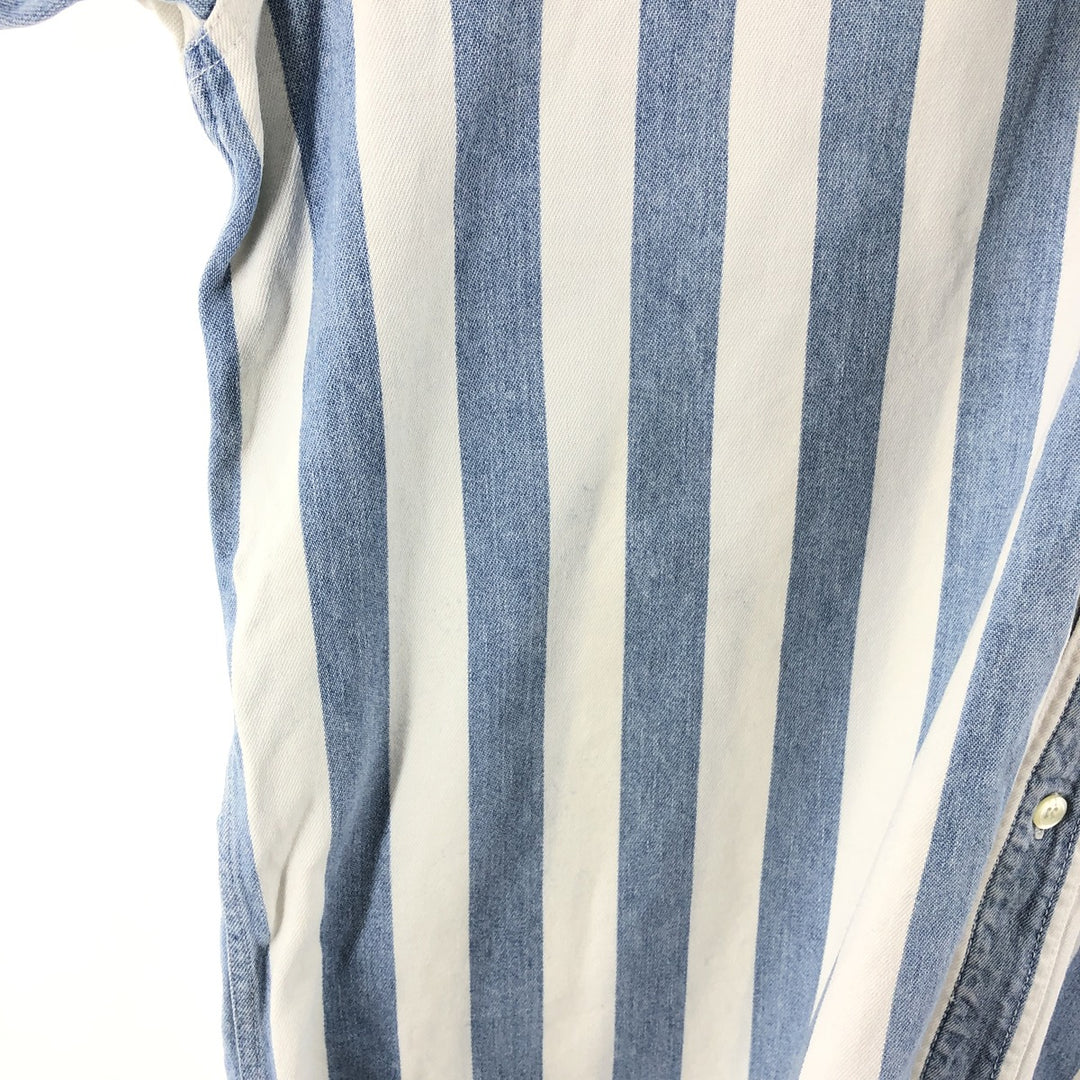 90'S GAP Striped Long Sleeve Button Down Denim Shirt Men's XXL Vintage /eaa373717