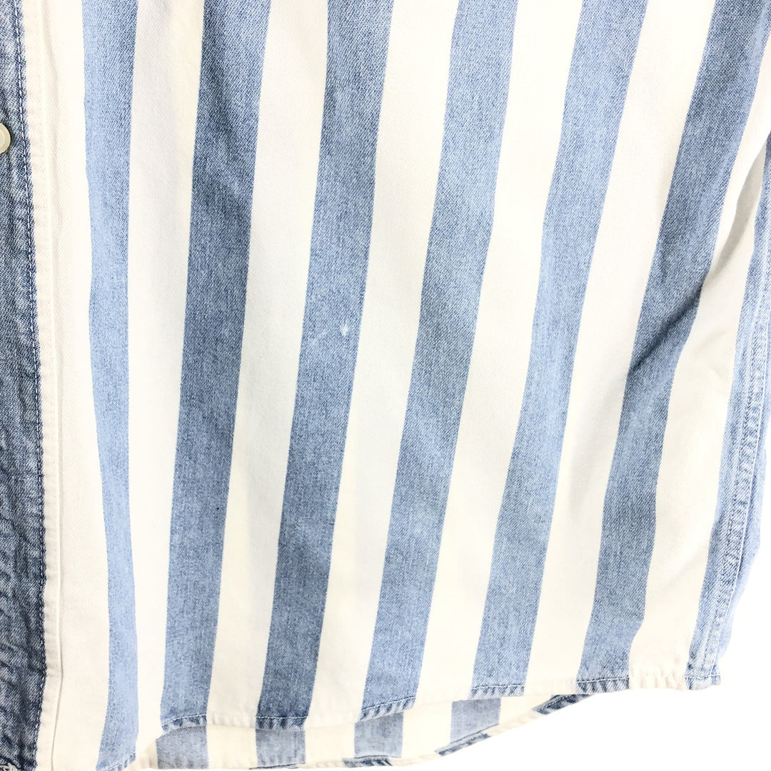 90'S GAP Striped Long Sleeve Button Down Denim Shirt Men's XXL Vintage /eaa373717