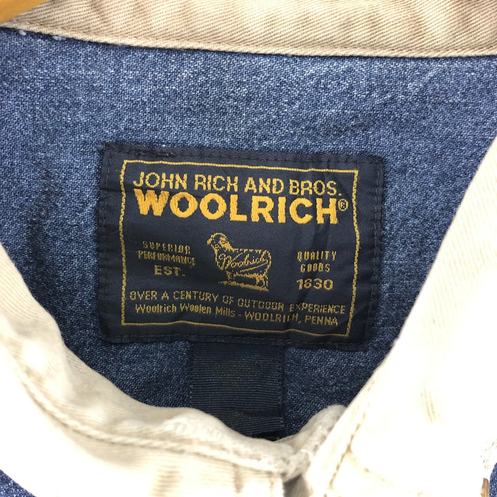 WOOLRICH JOHN RICH AND BROS Long Sleeve Button-Down Denim Shirt Men's XL /eaa373720