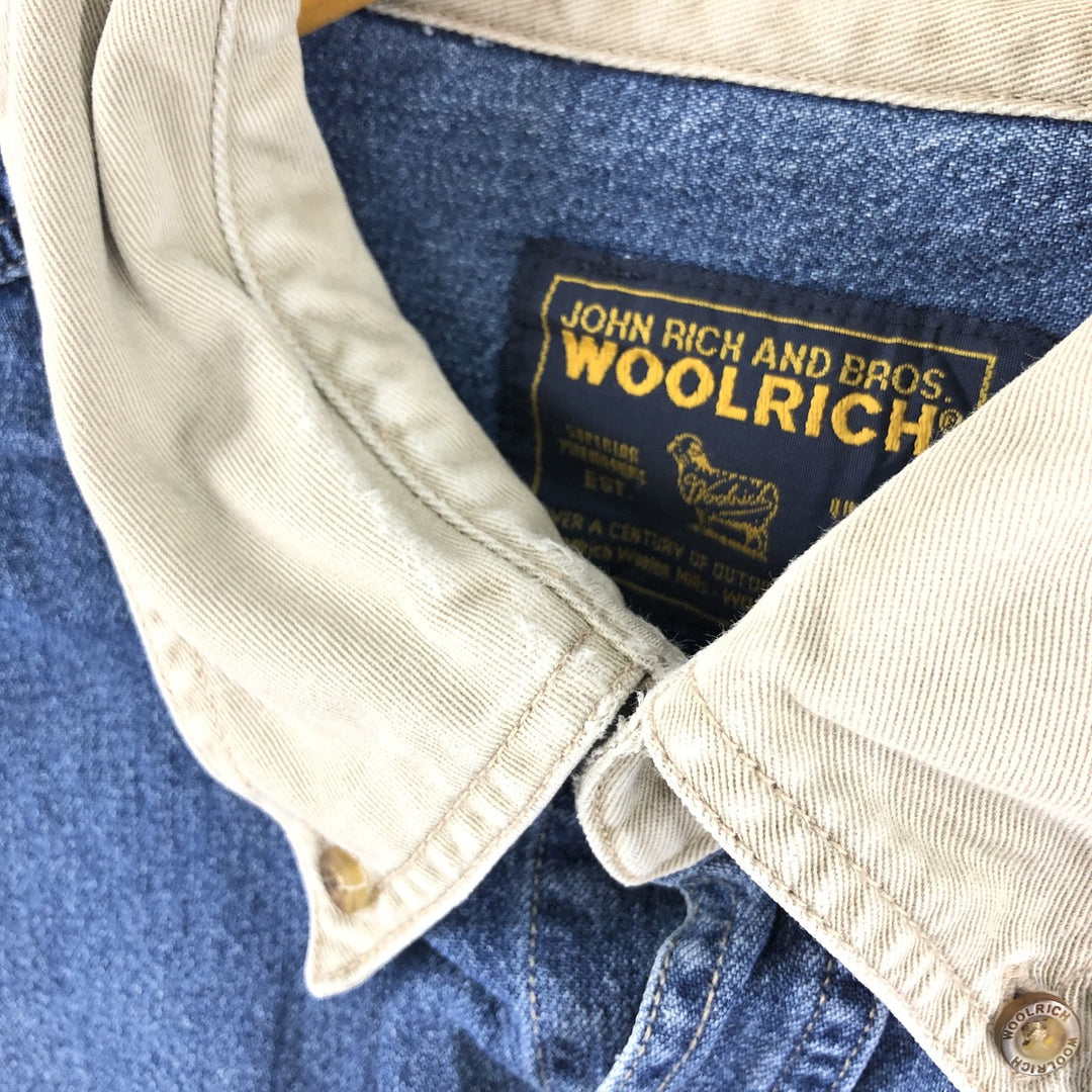 WOOLRICH JOHN RICH AND BROS Long Sleeve Button-Down Denim Shirt Men's XL /eaa373720