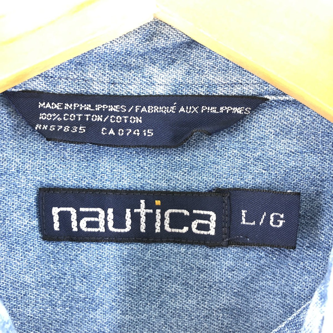 NAUTICA Long Sleeve Button Down Denim Shirt Men's L /eaa373743