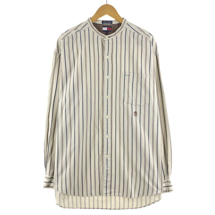 90'S Tommy Hilfiger stand-up collar long sleeve cotton striped shirt men's XXL vintage /eaa373818