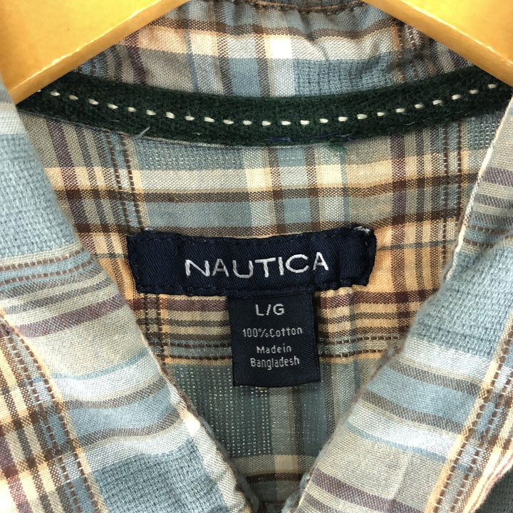 NAUTICA Check Pattern Long Sleeve Button-Down Check Shirt Men's L /eaa374611