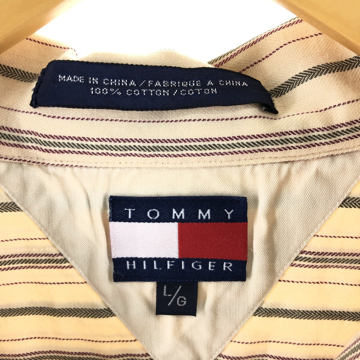 90'S Tommy Hilfiger Stripe Pattern Long Sleeve Open Collar Shirt Men's XL Vintage /eaa375128