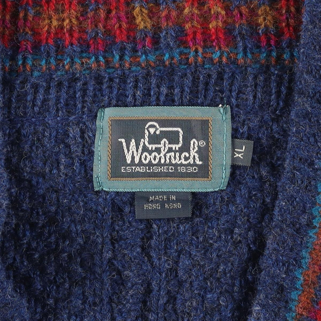 80'S WOOLRICH V-neck cable knit wool sweater Men's XL Vintage /eaa375462