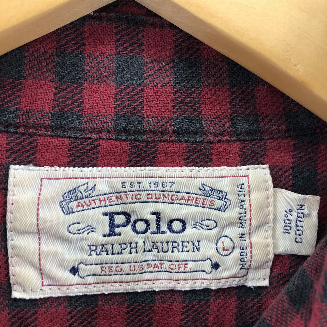 Ralph Lauren RELAXED FIT Check Pattern Long Sleeve Flannel Shirt Men's L /eaa375804