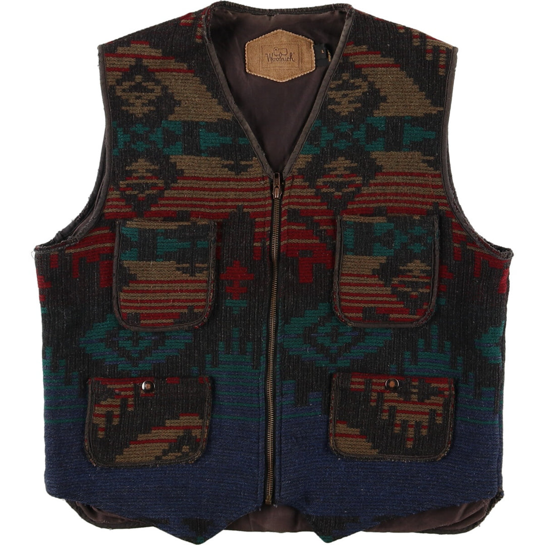 90'S WOOLRICH Open-front Native Pattern Wool Vest Made in USA Men's L Vintage /eaa376084