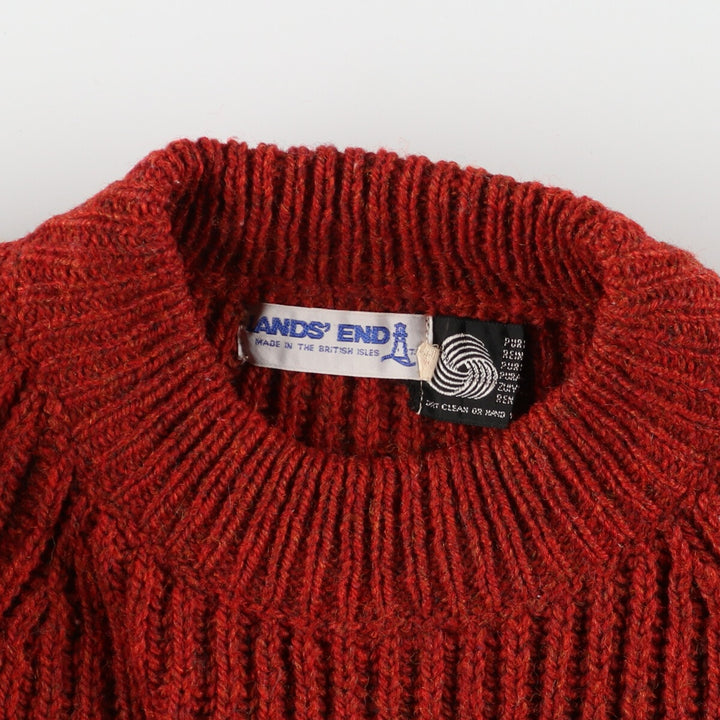 90'S LANDS END mock neck ribbed wool knit sweater made in the UK, men's L /eaa376946