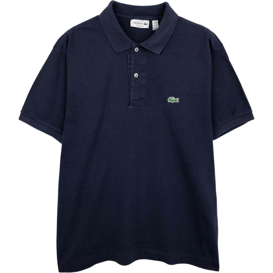 Lacoste Classic Fit short sleeve polo shirt, men's size L cotton navy blue type Vintage Second Hand