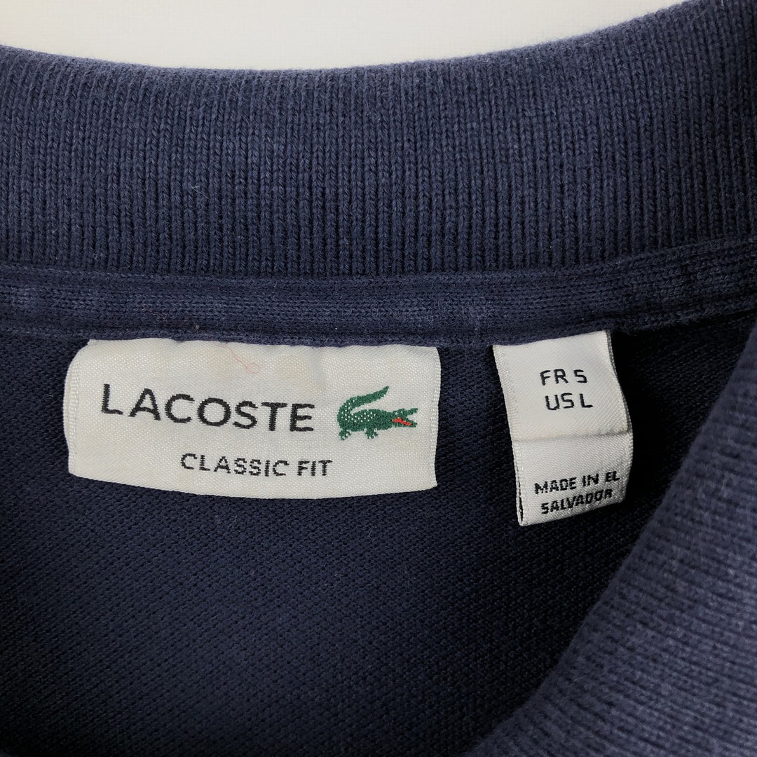 Lacoste Classic Fit short sleeve polo shirt, men's size L cotton navy blue type Vintage Second Hand