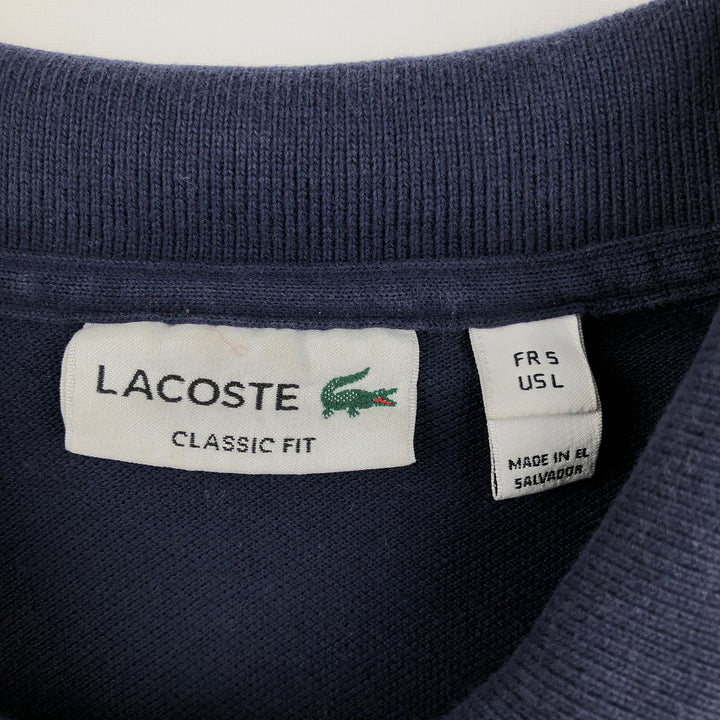Lacoste Classic Fit short sleeve polo shirt, men's size L cotton navy blue type Vintage Second Hand
