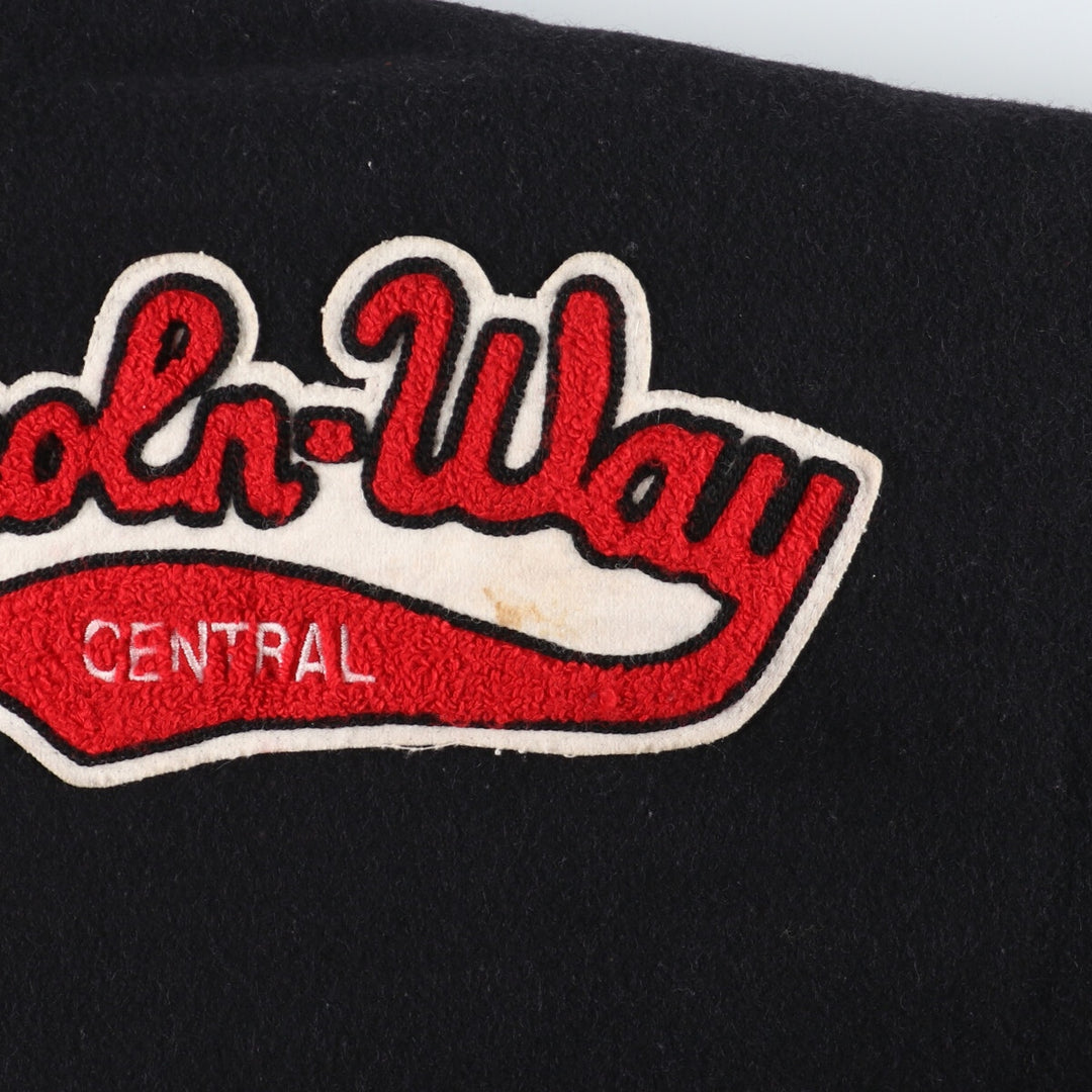 90'S GAME SPORTSWEAR Back Patch Leather Sleeve Wool Stadium Jacket Award Jacket Varsity Jacket Made in USA Men's XL /eaa377626