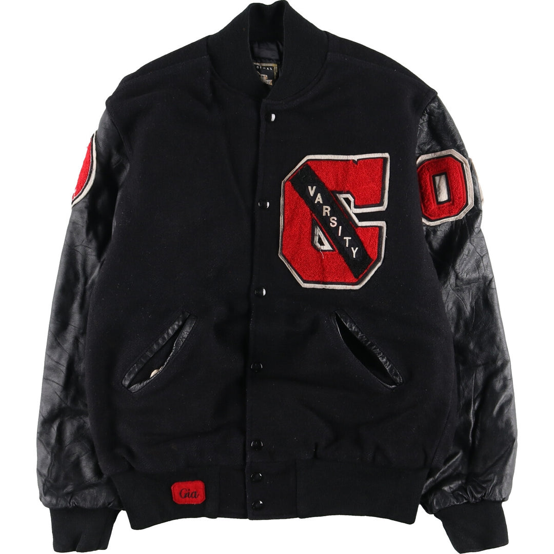HOLLOWAY Wool Leather Sleeve Varsity Jacket with Back Embroidery and Sleeve Patches, Award Jacket, Varsity Jacket, Made in USA, Men's L /eaa377628