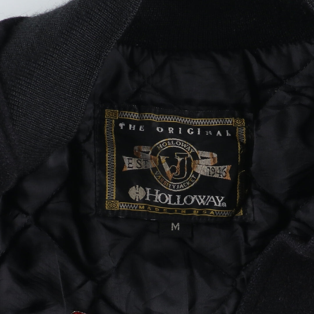 HOLLOWAY Wool Leather Sleeve Varsity Jacket with Back Embroidery and Sleeve Patches, Award Jacket, Varsity Jacket, Made in USA, Men's L /eaa377628