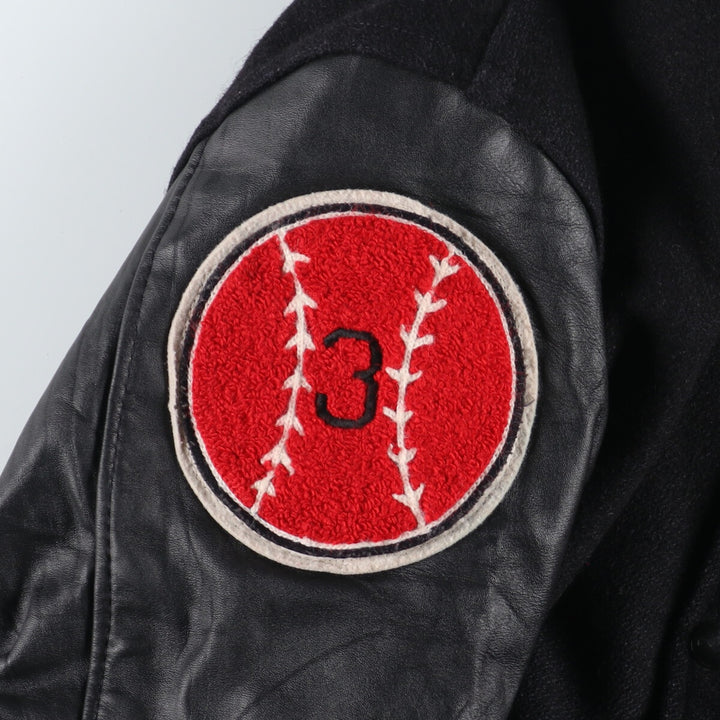 HOLLOWAY Wool Leather Sleeve Varsity Jacket with Back Embroidery and Sleeve Patches, Award Jacket, Varsity Jacket, Made in USA, Men's L /eaa377628