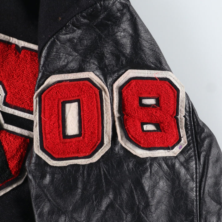 HOLLOWAY Wool Leather Sleeve Varsity Jacket with Back Embroidery and Sleeve Patches, Award Jacket, Varsity Jacket, Made in USA, Men's L /eaa377628