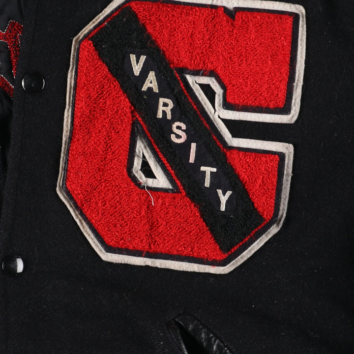 HOLLOWAY Wool Leather Sleeve Varsity Jacket with Back Embroidery and Sleeve Patches, Award Jacket, Varsity Jacket, Made in USA, Men's L /eaa377628