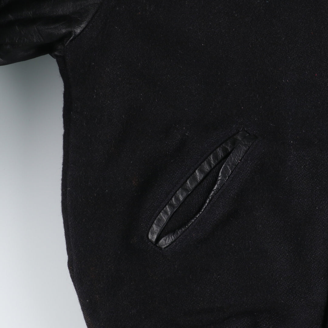 HOLLOWAY Wool Leather Sleeve Varsity Jacket with Back Embroidery and Sleeve Patches, Award Jacket, Varsity Jacket, Made in USA, Men's L /eaa377628