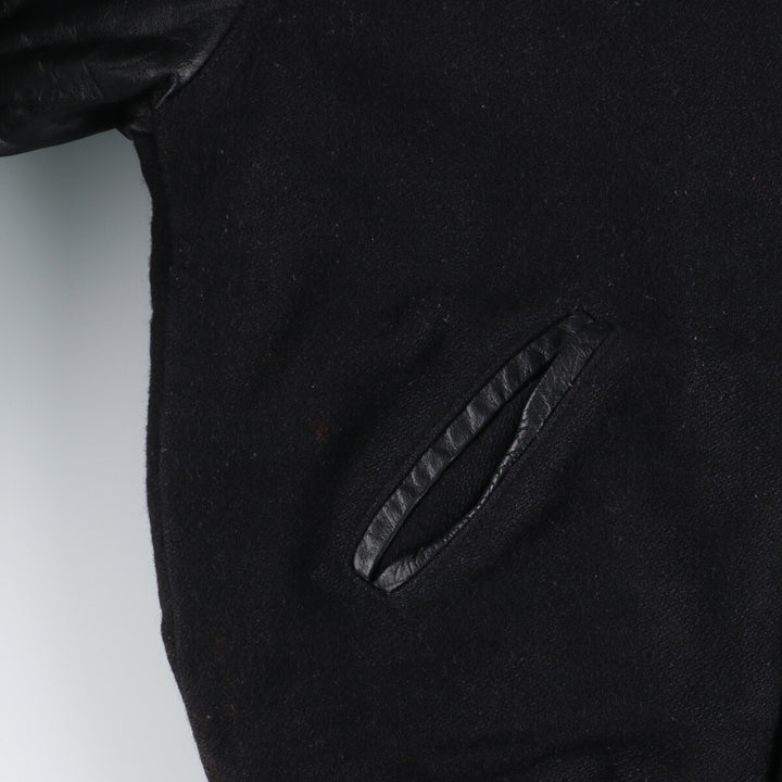 HOLLOWAY Wool Leather Sleeve Varsity Jacket with Back Embroidery and Sleeve Patches, Award Jacket, Varsity Jacket, Made in USA, Men's L /eaa377628