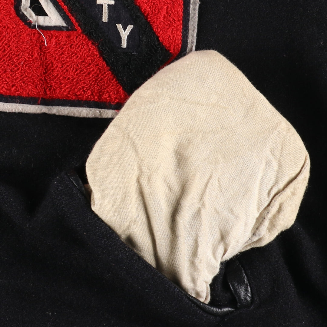 HOLLOWAY Wool Leather Sleeve Varsity Jacket with Back Embroidery and Sleeve Patches, Award Jacket, Varsity Jacket, Made in USA, Men's L /eaa377628