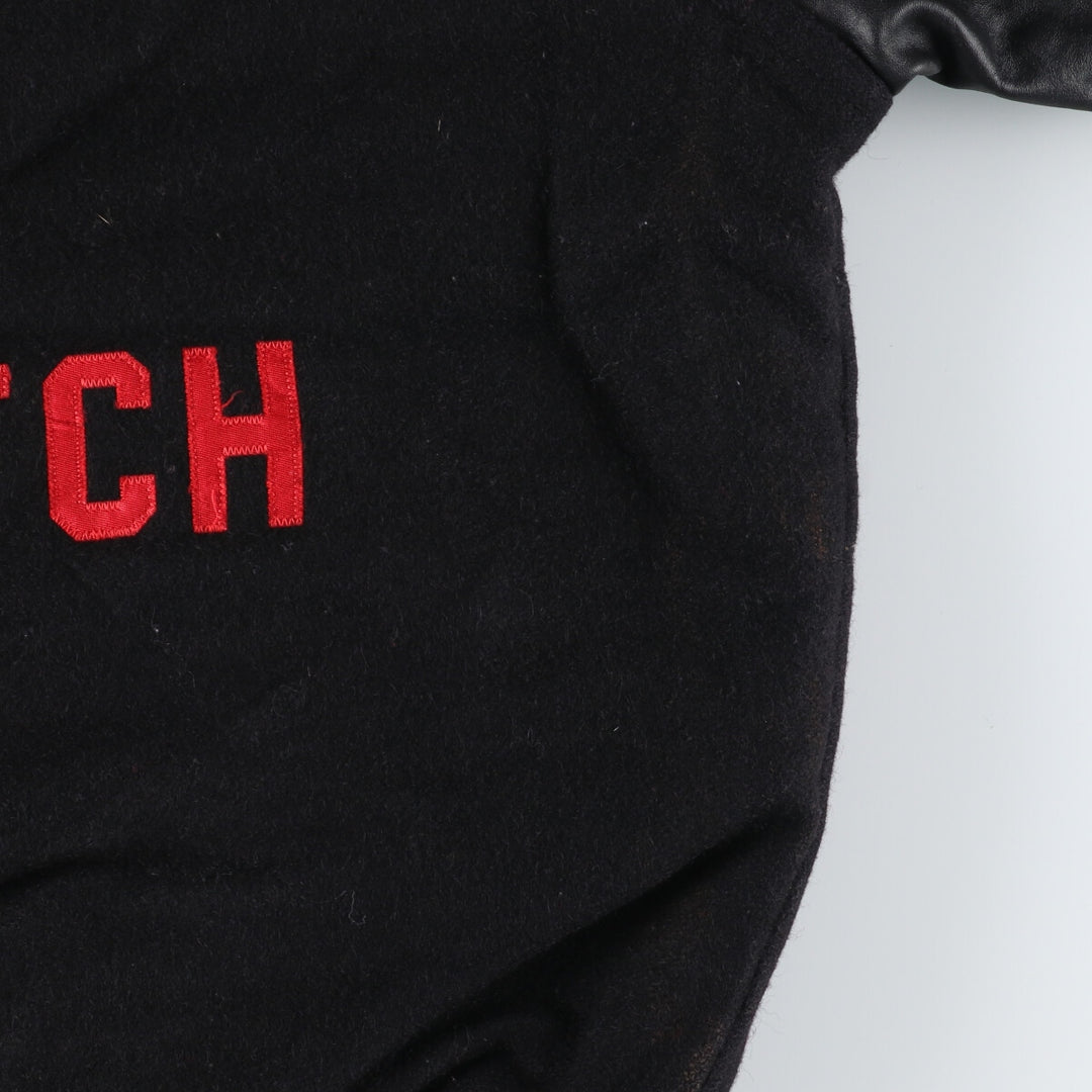 HOLLOWAY Wool Leather Sleeve Varsity Jacket with Back Embroidery and Sleeve Patches, Award Jacket, Varsity Jacket, Made in USA, Men's L /eaa377628