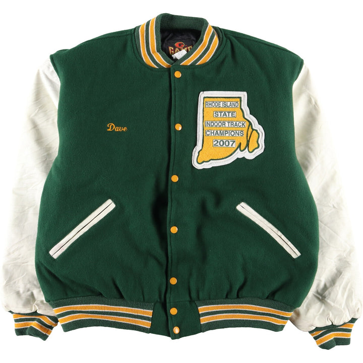 GAME Faux Leather Wool Sleeve Jacket Award Jacket Varsity Jacket Made in USA Men's XXL /eaa377875