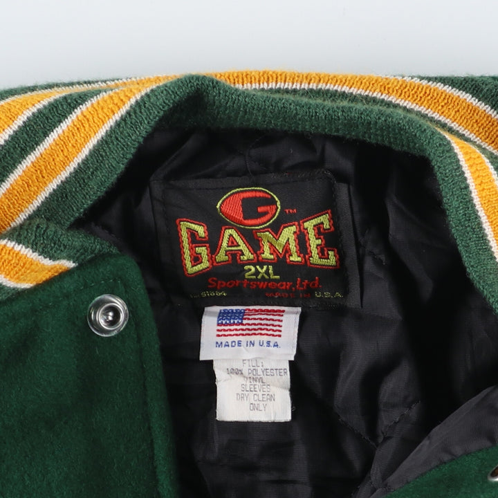 GAME Faux Leather Wool Sleeve Jacket Award Jacket Varsity Jacket Made in USA Men's XXL /eaa377875