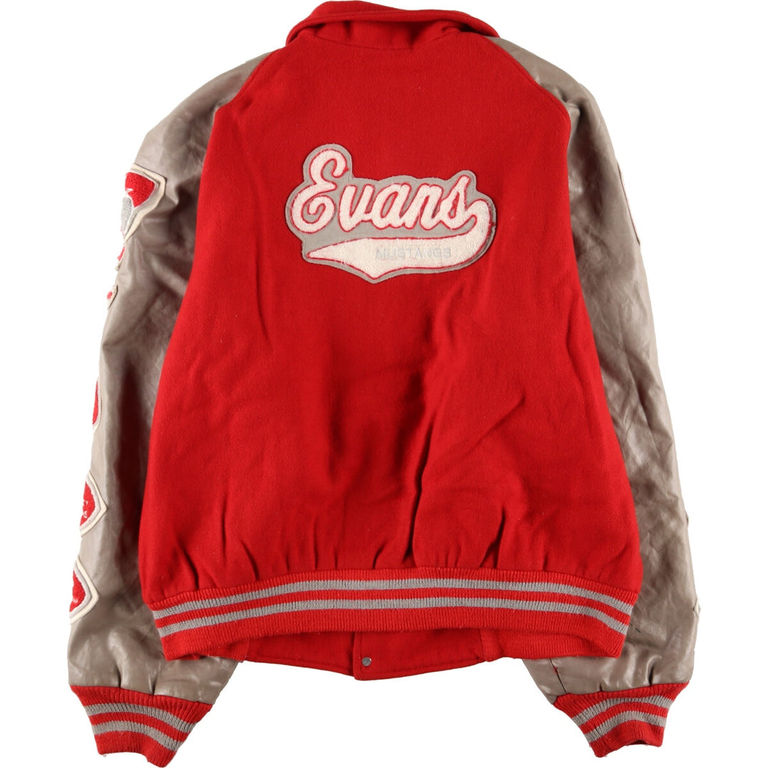 Big size Meca sleeve patch, collared, leather sleeve wool varsity jacket, award jacket, varsity jacket, made in USA, men's XXXL /eaa378386