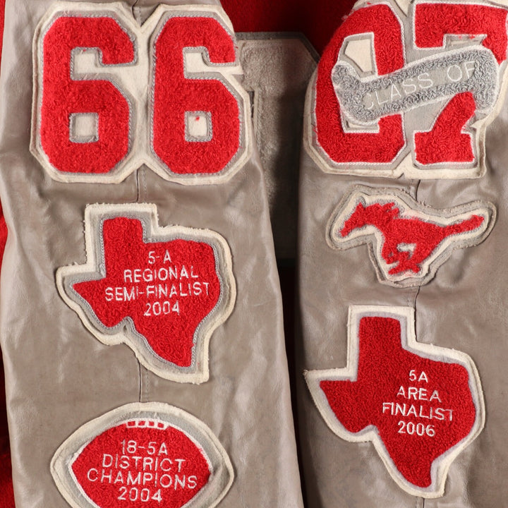 Big size Meca sleeve patch, collared, leather sleeve wool varsity jacket, award jacket, varsity jacket, made in USA, men's XXXL /eaa378386